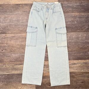 NWT JBD Light Blue Wide Leg  Cargo Jeans size 27 B184